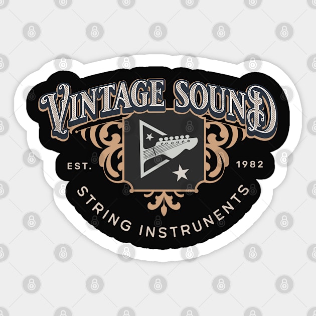 Vintage Sound Guitar Logo Sticker by bert englefield 